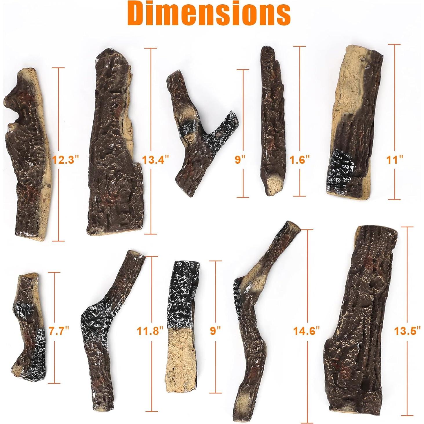 Juego de 10 Registros de Cerámica para Chimenea Hisencn