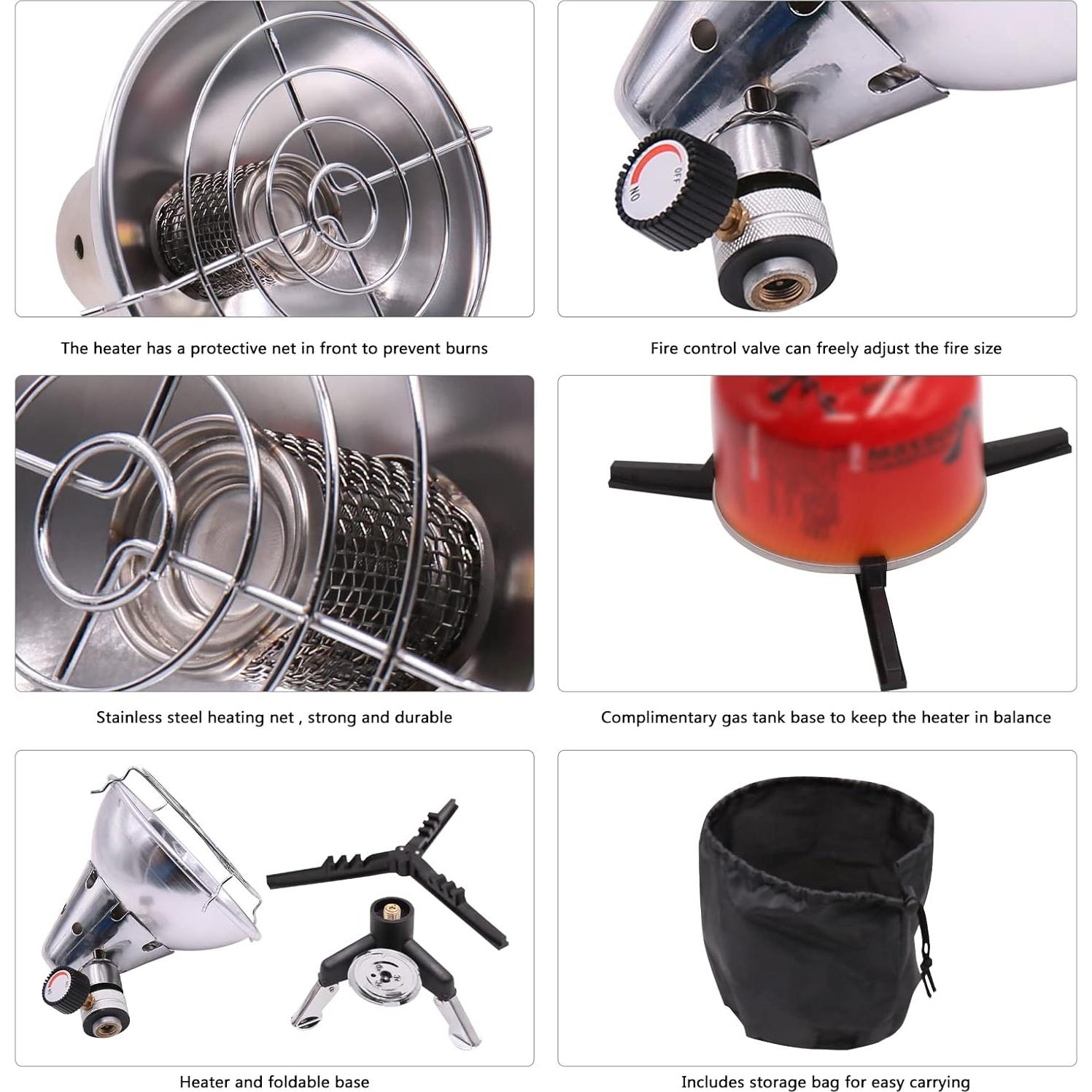 Calentador de Camping Portátil Lixada Gas Rápido 310g