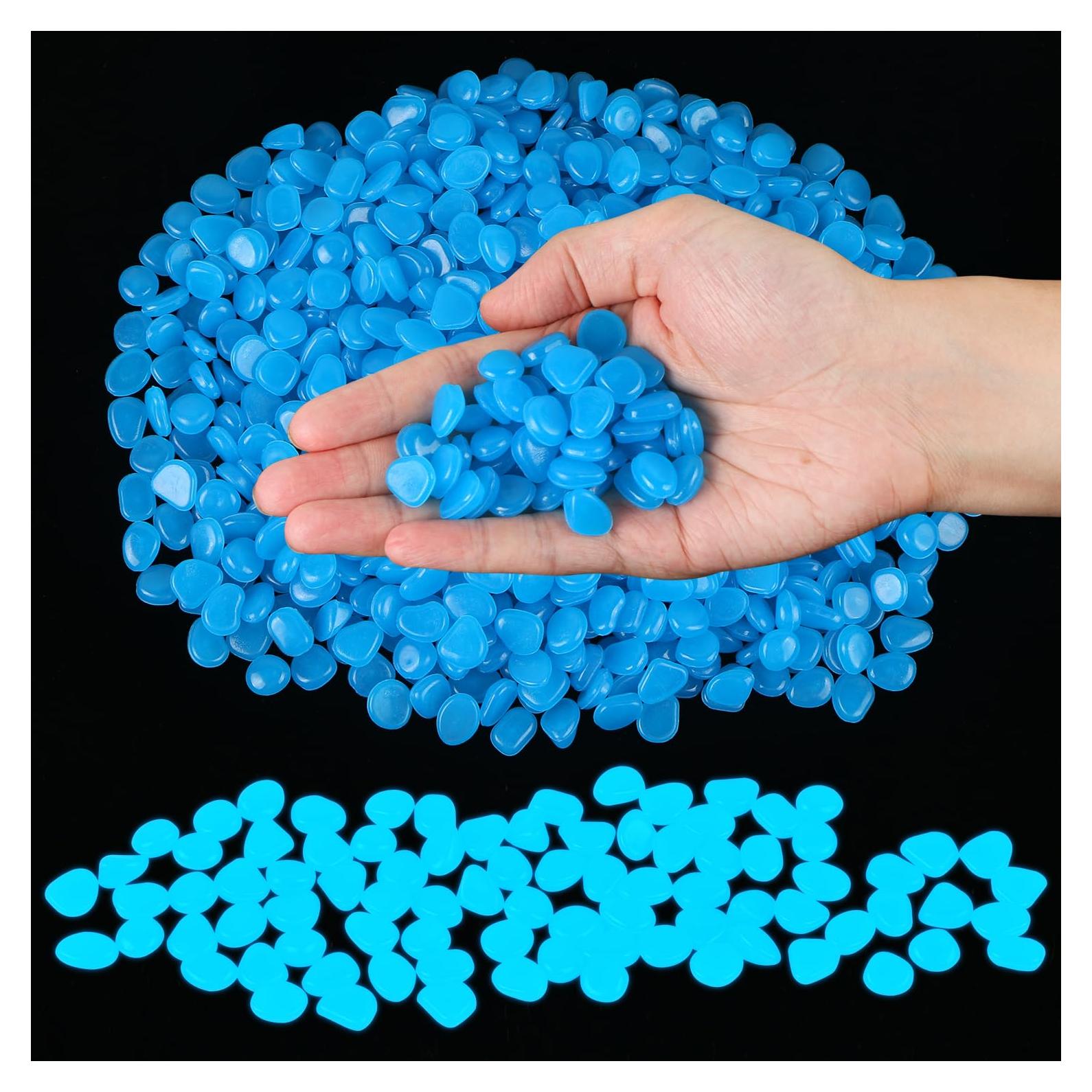 Guijarros Brillantes en la Oscuridad 500pcs Azul - Decoración Jardín