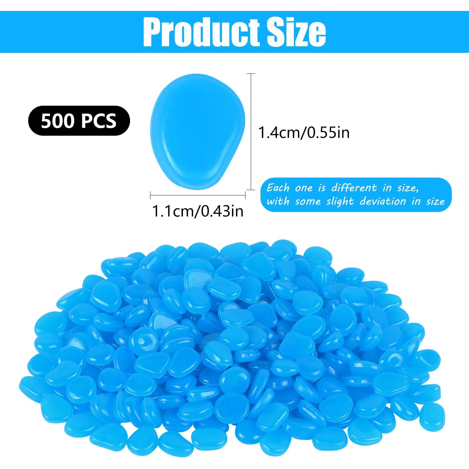 Guijarros Brillantes en la Oscuridad 500pcs Azul - Decoración Jardín
