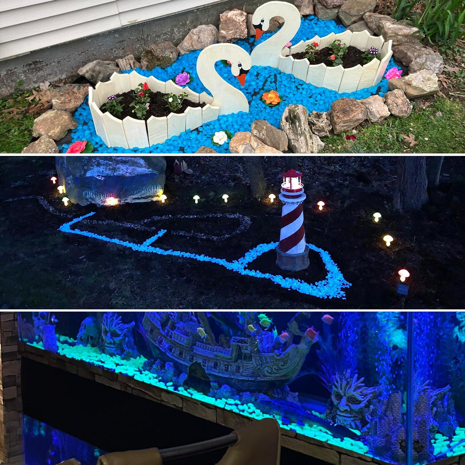 Guijarros Brillantes en la Oscuridad 500pcs Azul - Decoración Jardín