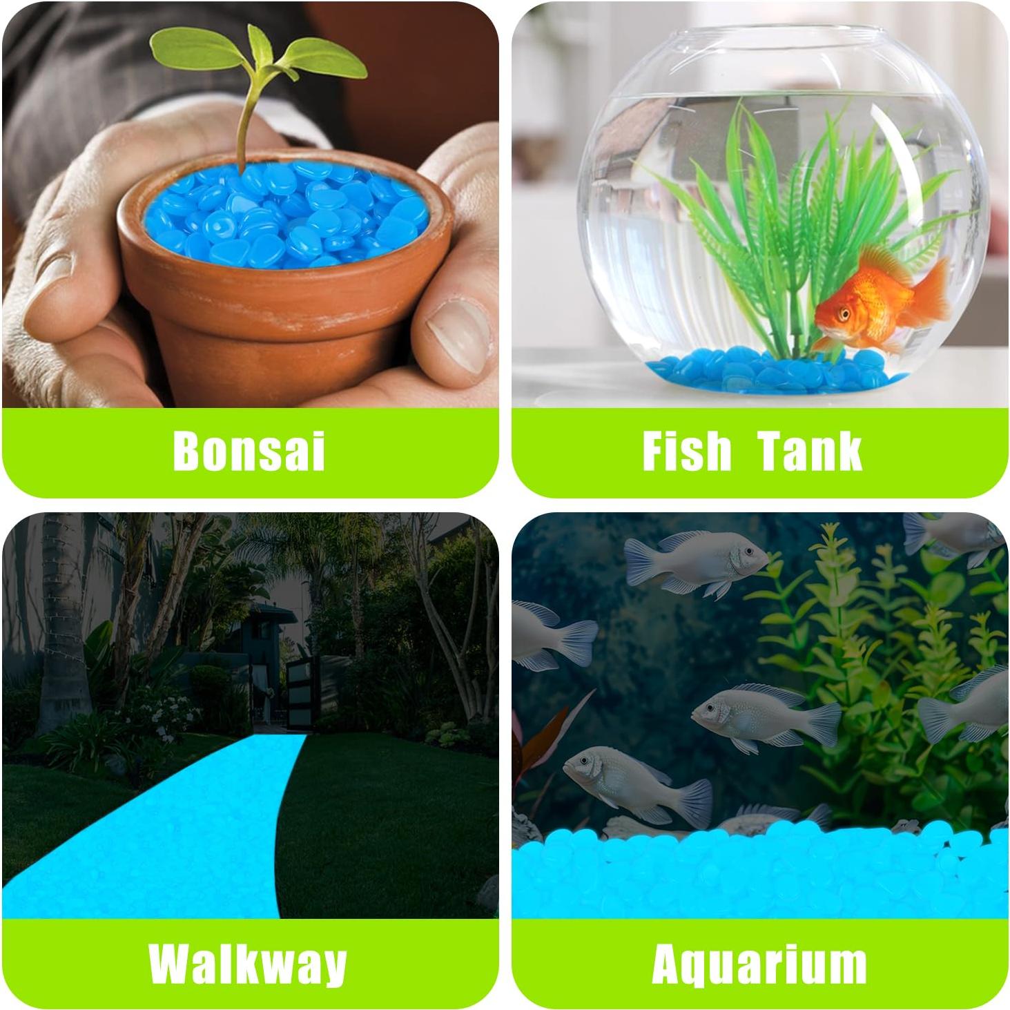 Guijarros Brillantes en la Oscuridad 500pcs Azul - Decoración Jardín