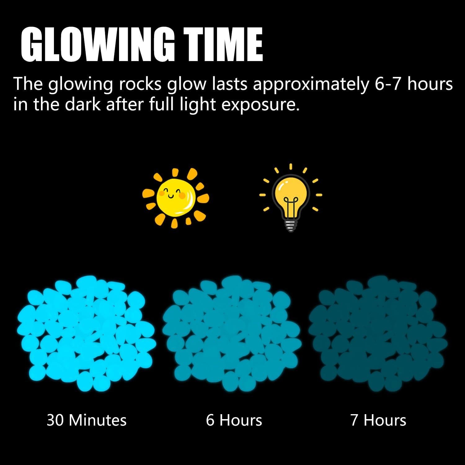 Guijarros Brillantes en la Oscuridad 500pcs Azul - Decoración Jardín