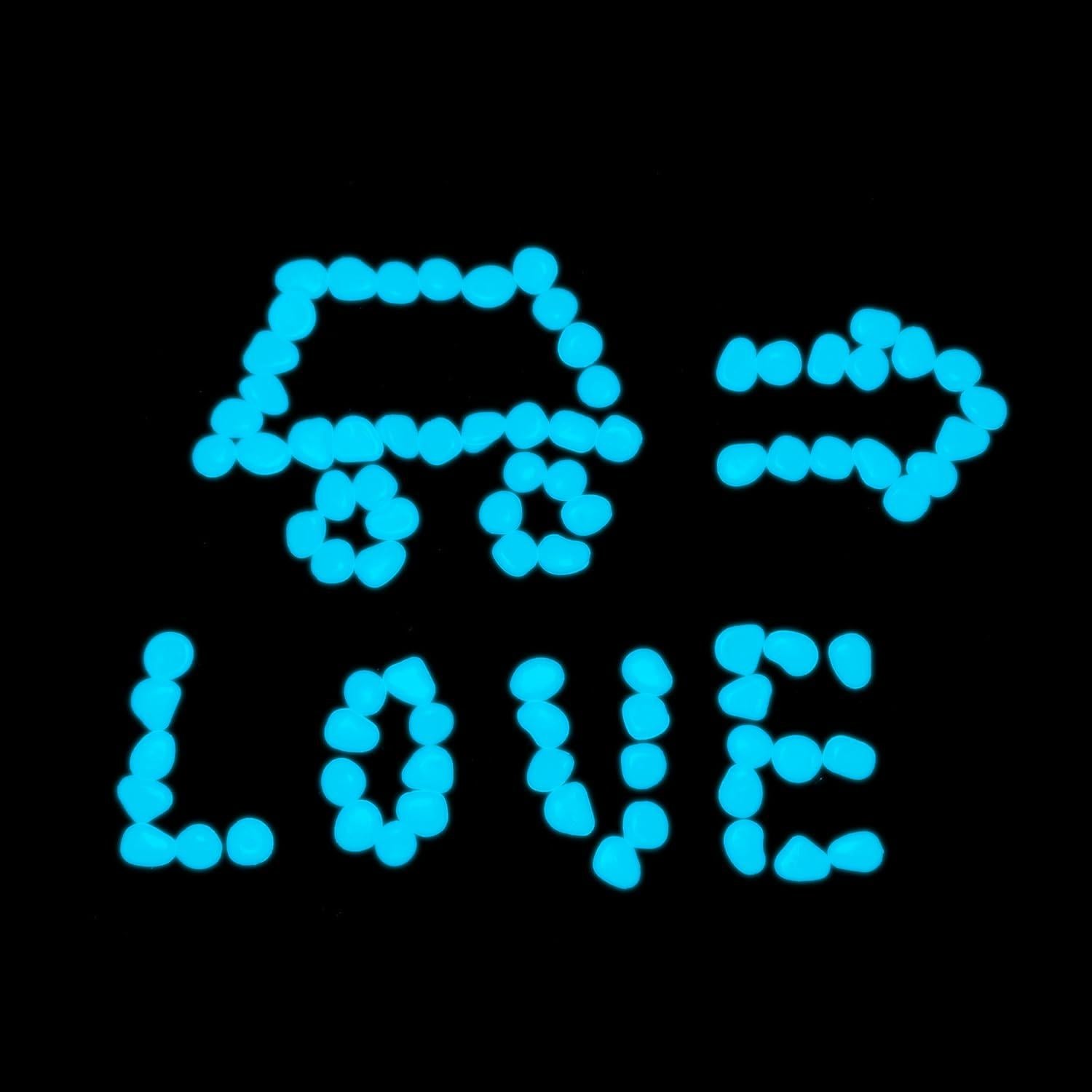 Guijarros Brillantes en la Oscuridad 500pcs Azul - Decoración Jardín