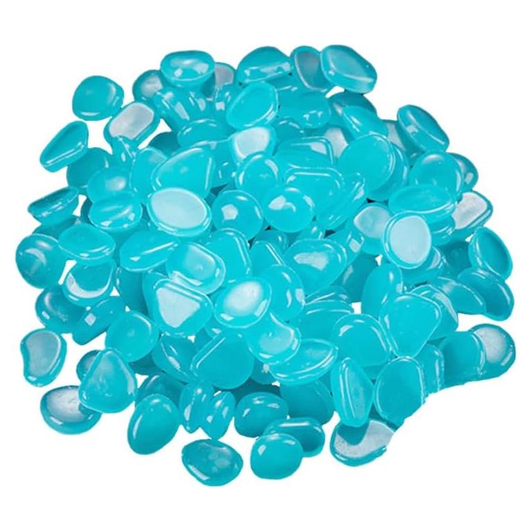 Elandy 200PCS Piedras Luminosa Azul Claro para Jardín y Acuario