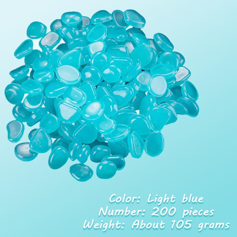 Elandy 200PCS Piedras Luminosa Azul Claro para Jardín y Acuario