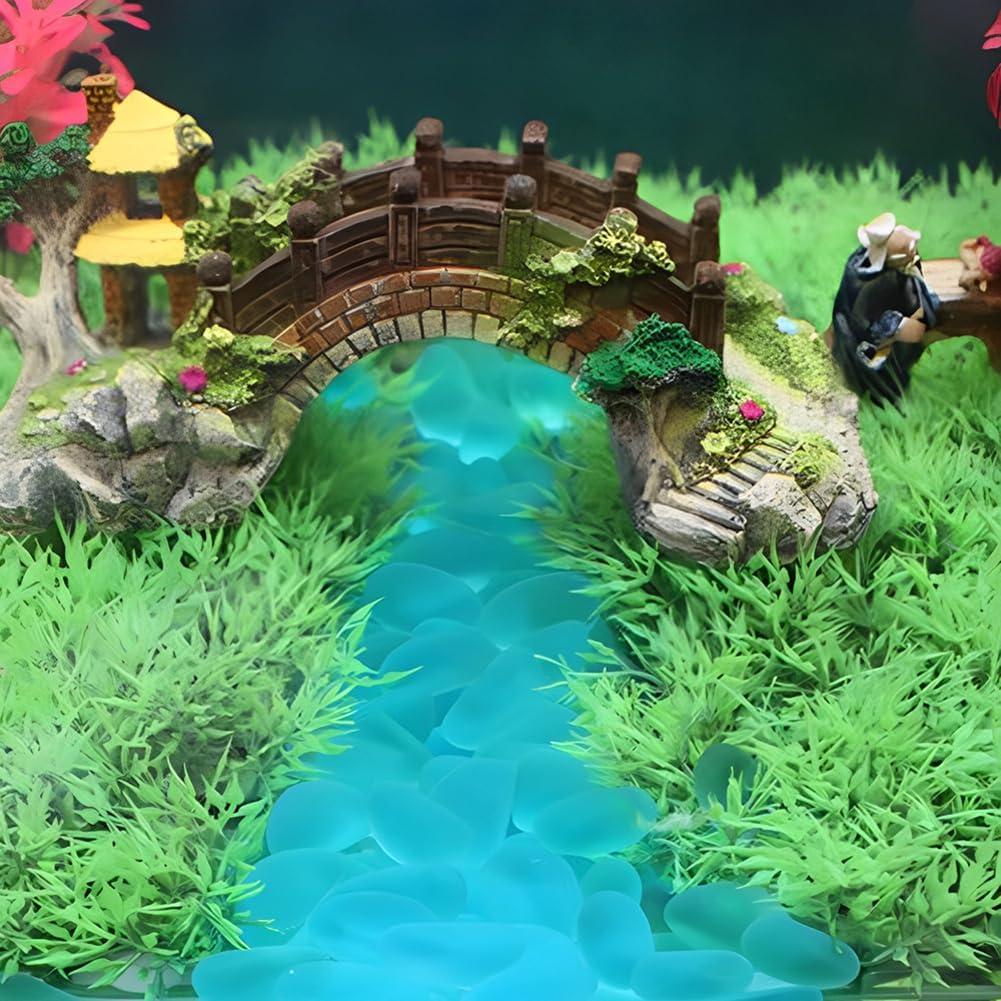 Elandy 200PCS Piedras Luminosa Azul Claro para Jardín y Acuario