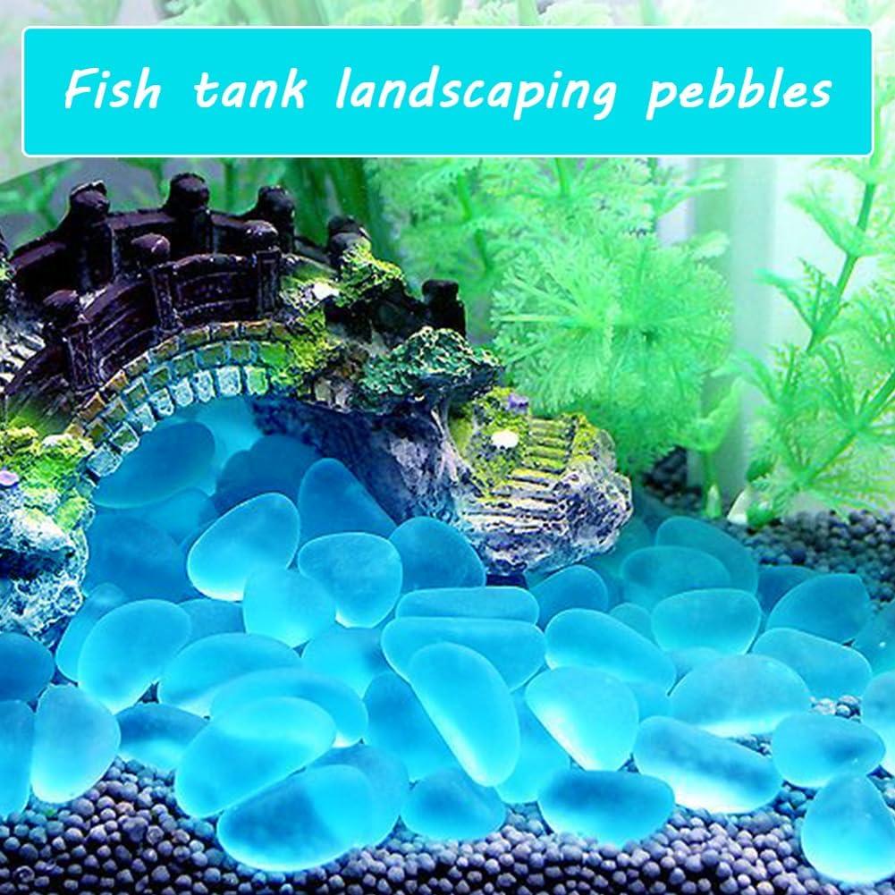 Elandy 200PCS Piedras Luminosa Azul Claro para Jardín y Acuario