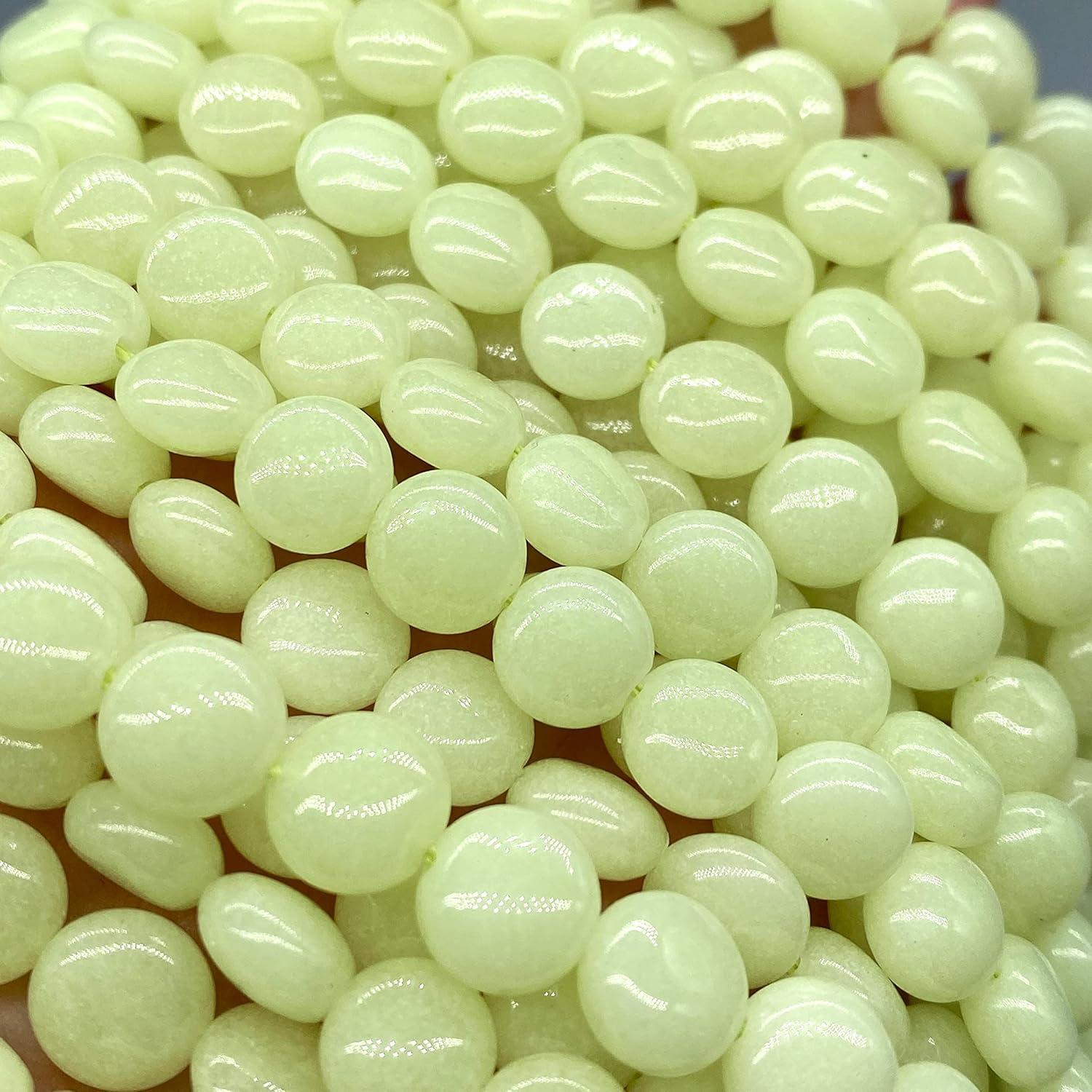 Perlas de Aragonito Verde Mexicano ABC GEMS 10mm Brillan en la Oscuridad