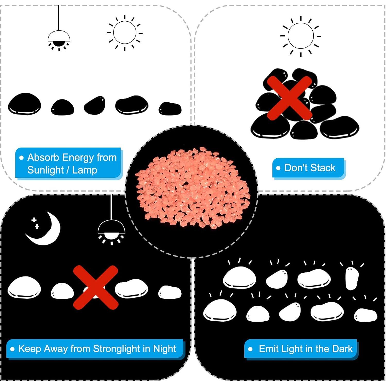 Rocas Brillantes Luminiscentes MECCANIXITY 8000pcs Rojas 3-5cm