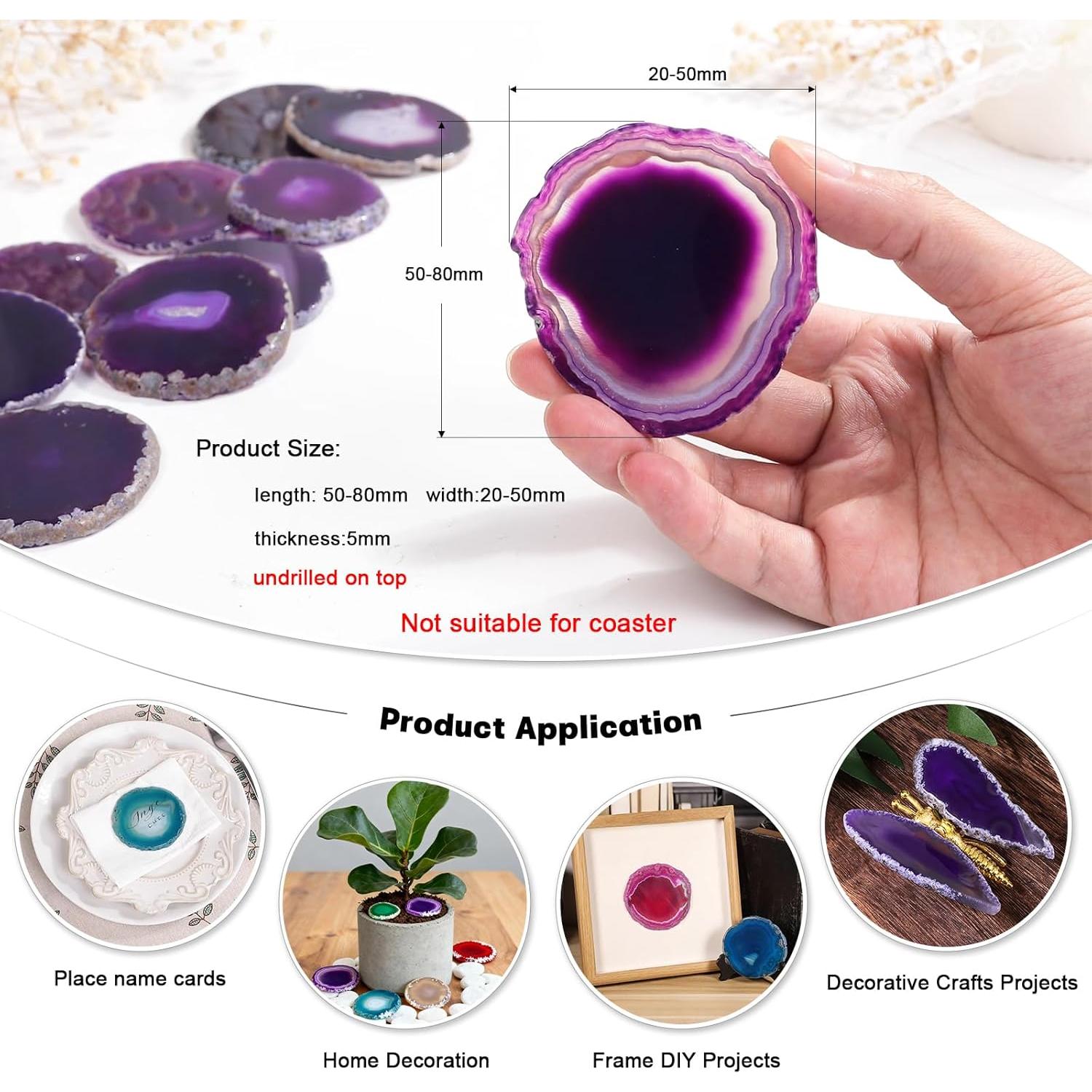 Conjunto de 10 Rodajas de Ágata Multicolor Rockcloud 3-8 cm