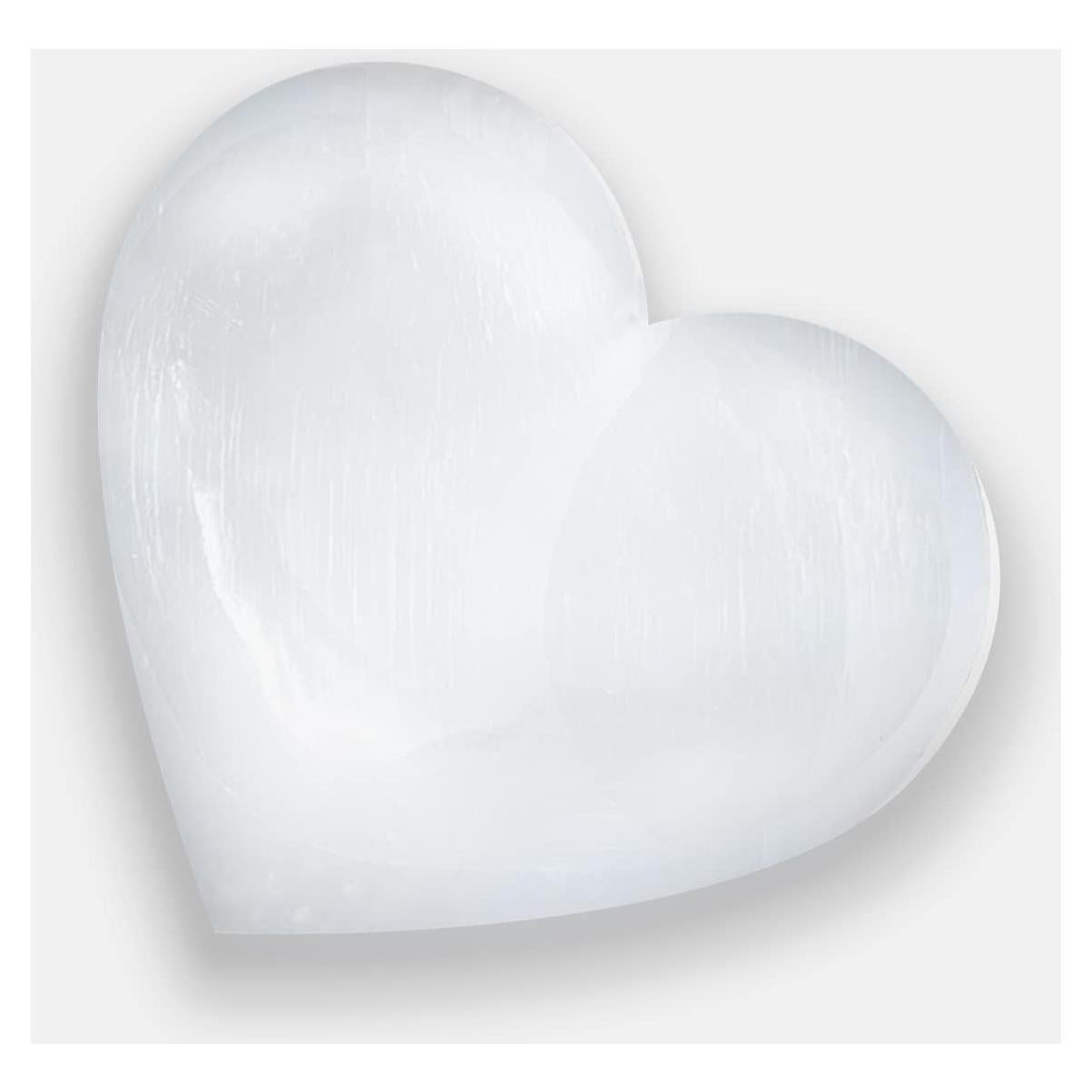 Piedra de Corazón de Selenita WBM 10cm Blanca - Sanación y Decoración