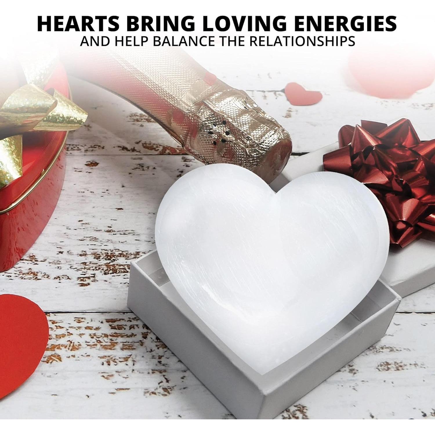 Piedra de Corazón de Selenita WBM 10cm Blanca - Sanación y Decoración