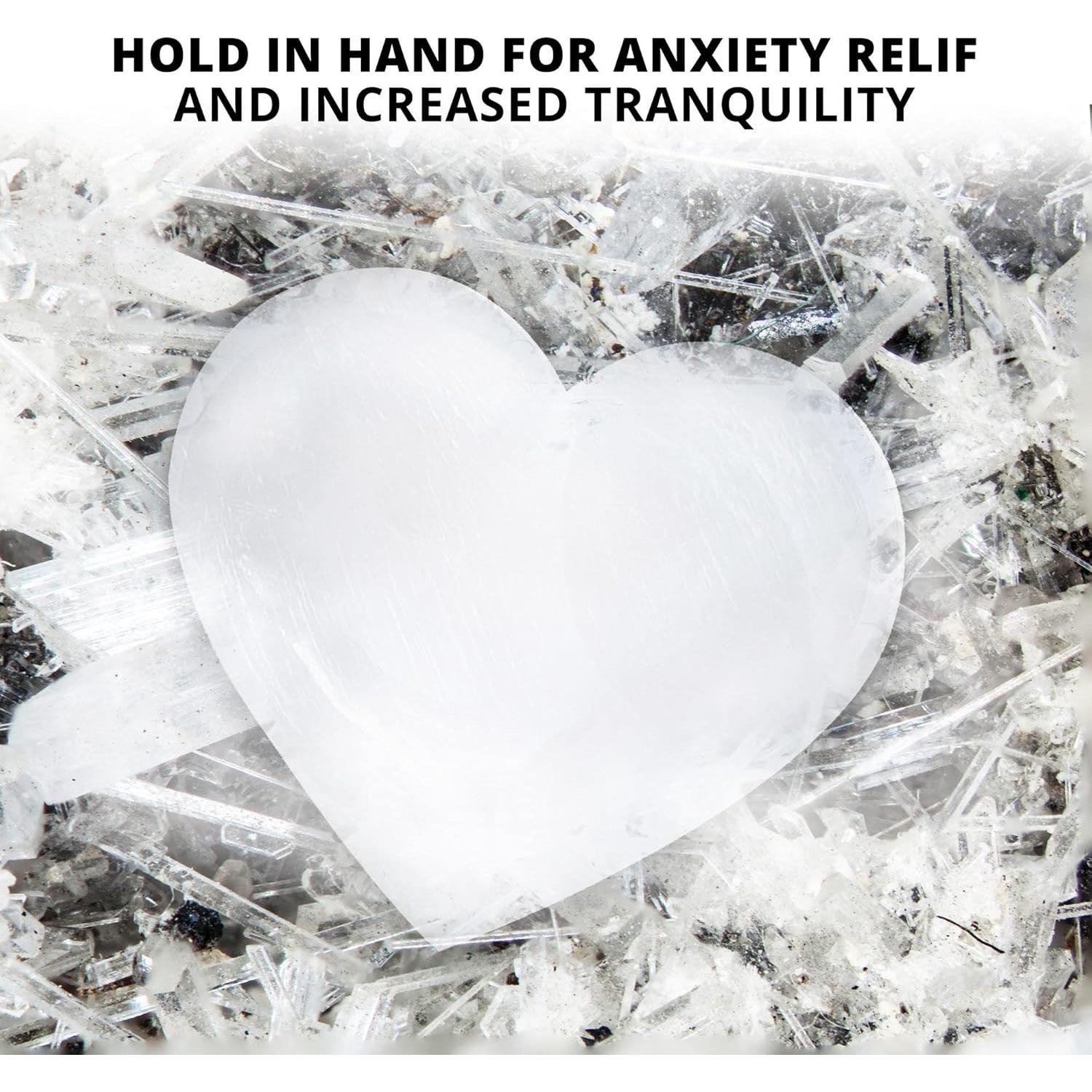 Piedra de Corazón de Selenita WBM 10cm Blanca - Sanación y Decoración