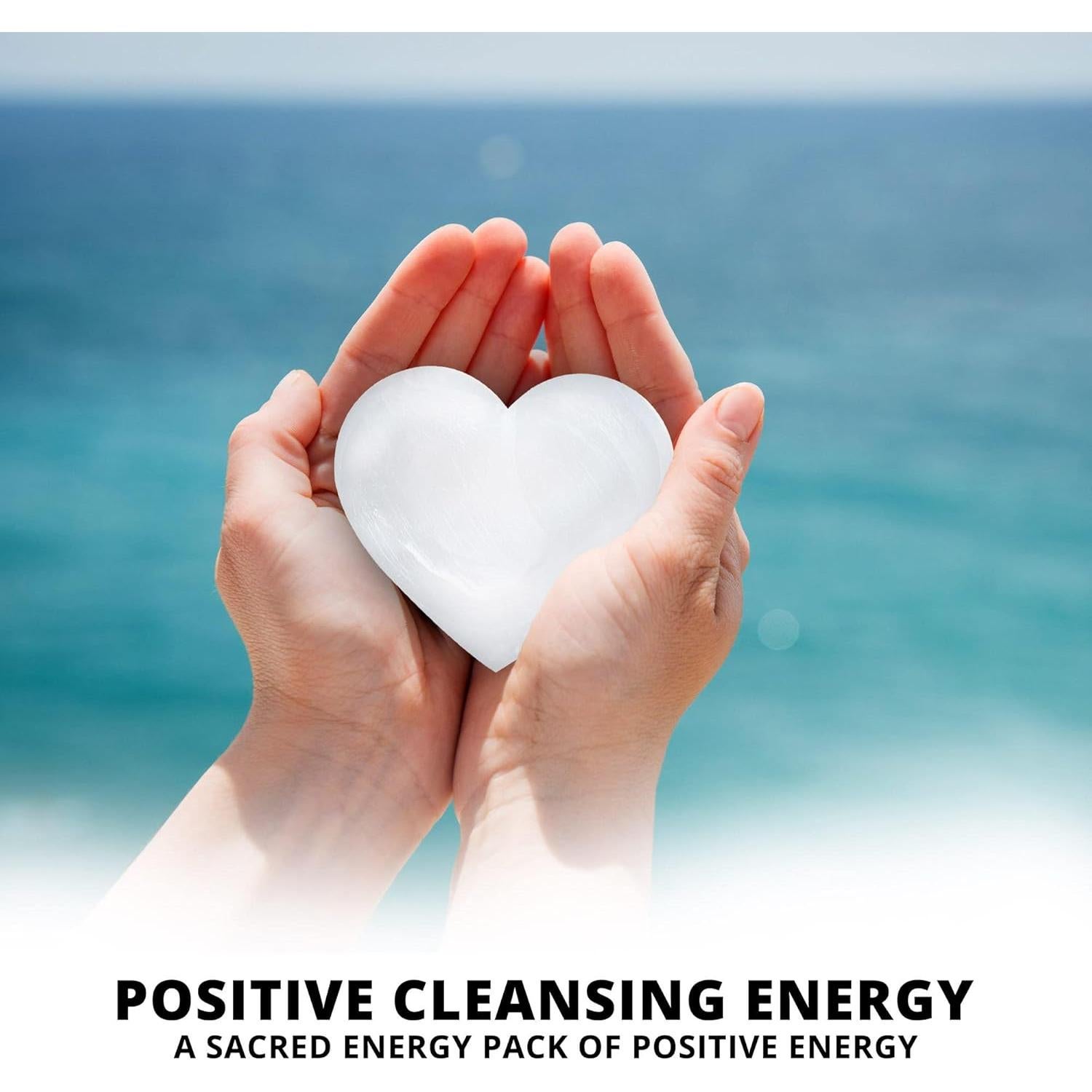 Piedra de Corazón de Selenita WBM 10cm Blanca - Sanación y Decoración