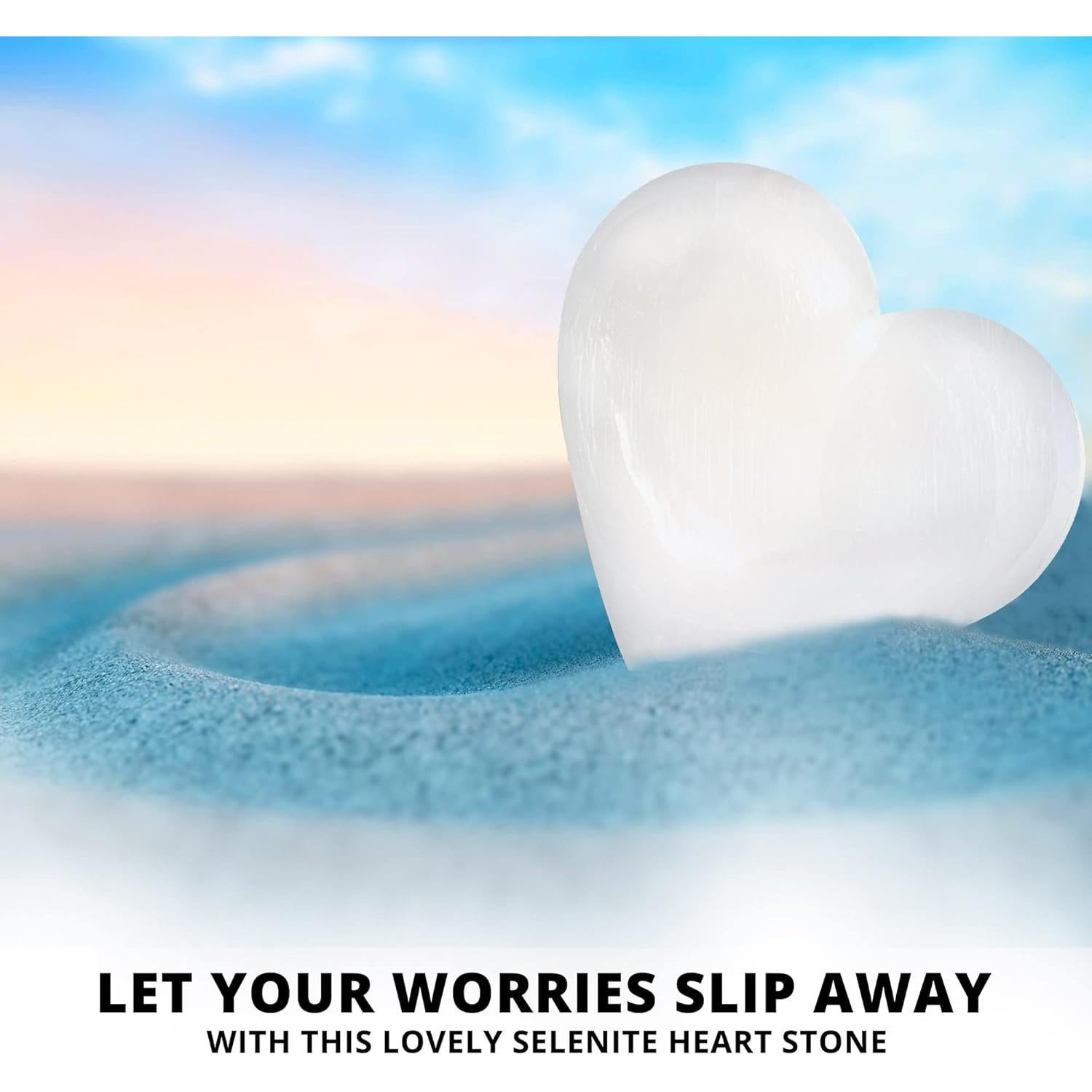 Piedra de Corazón de Selenita WBM 10cm Blanca - Sanación y Decoración