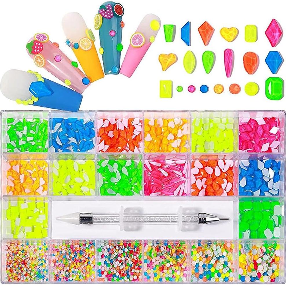 Kit de Rhinestones para Uñas VERONNI 20 Piezas Luminiscente