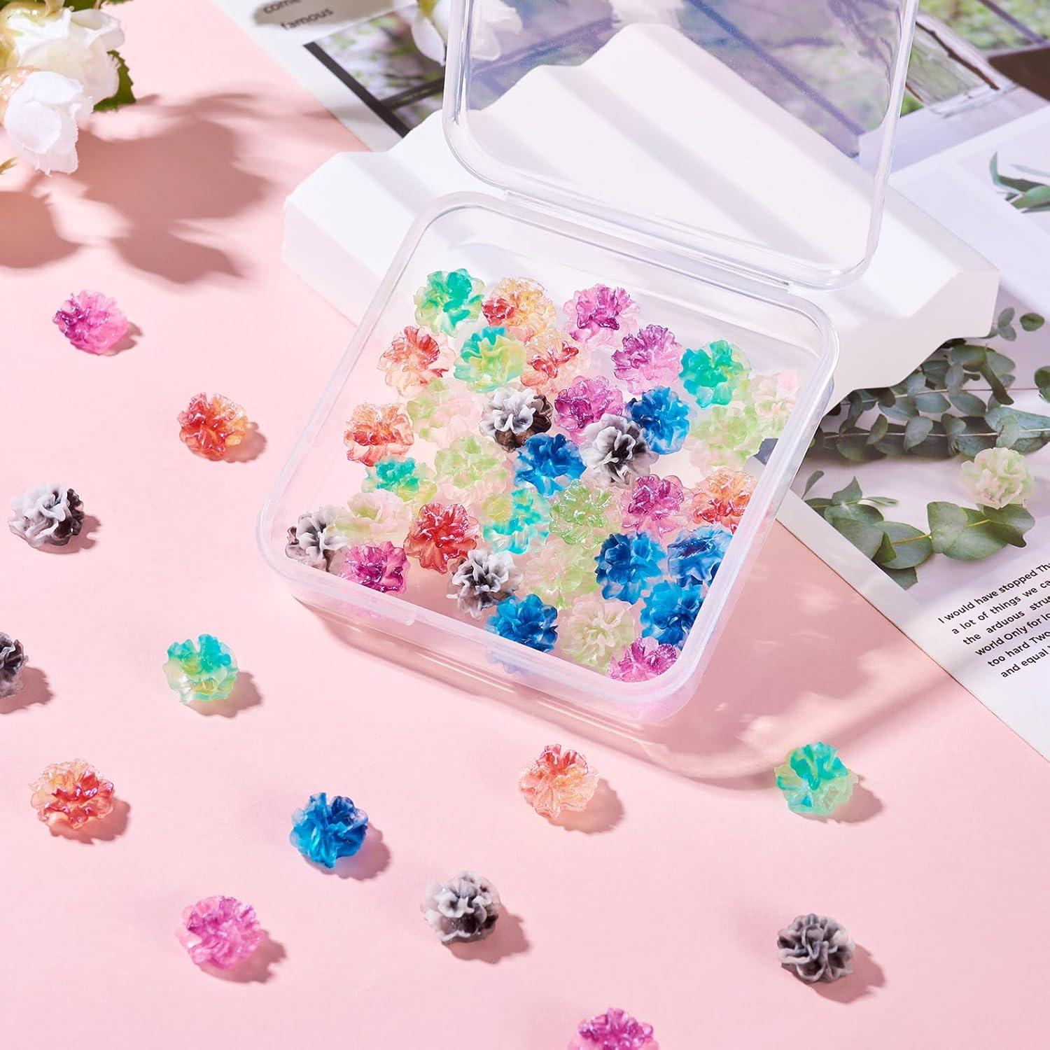 60 Piezas Cabochones Flores Brillan en la Oscuridad Resina