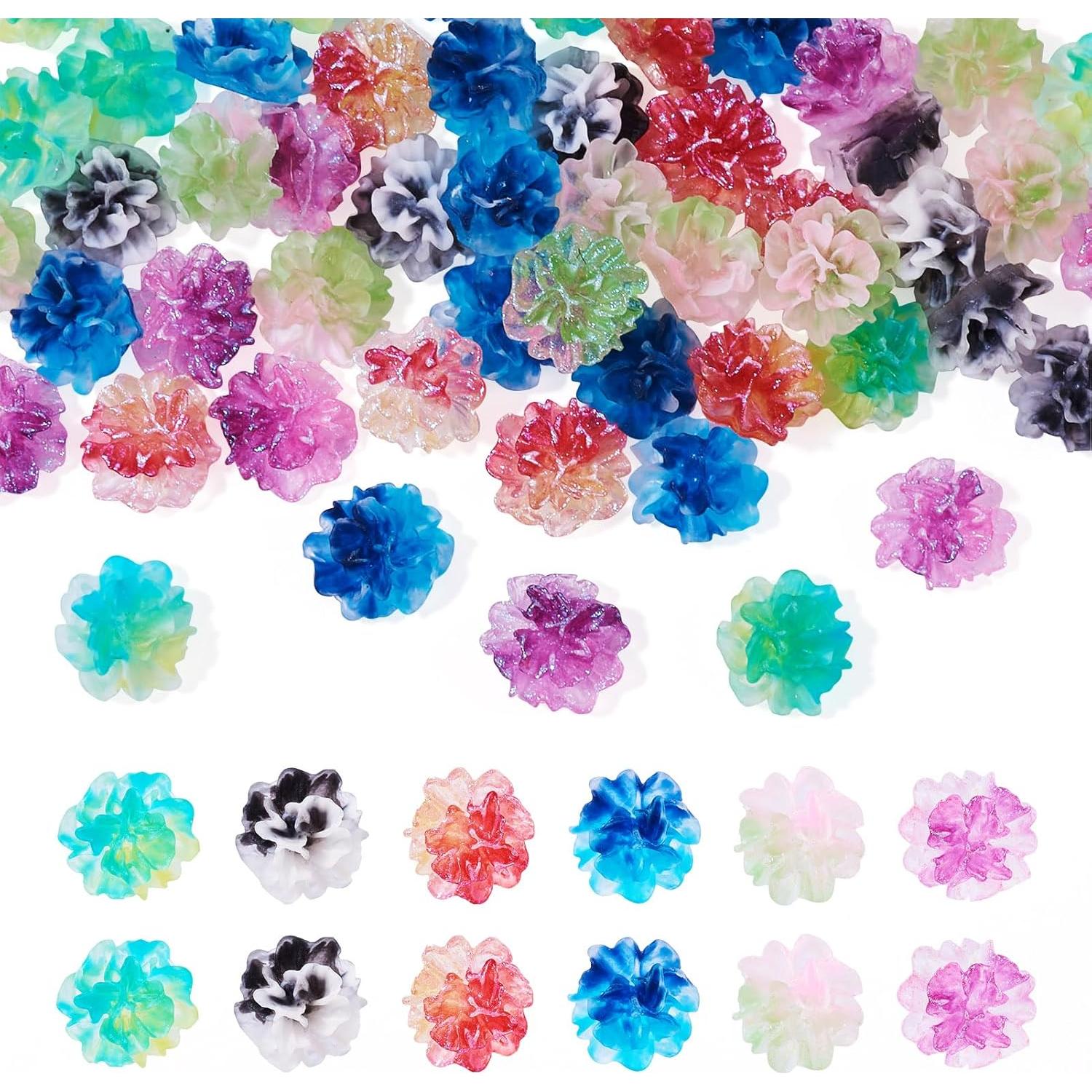 60 Piezas Cabochones Flores Brillan en la Oscuridad Resina