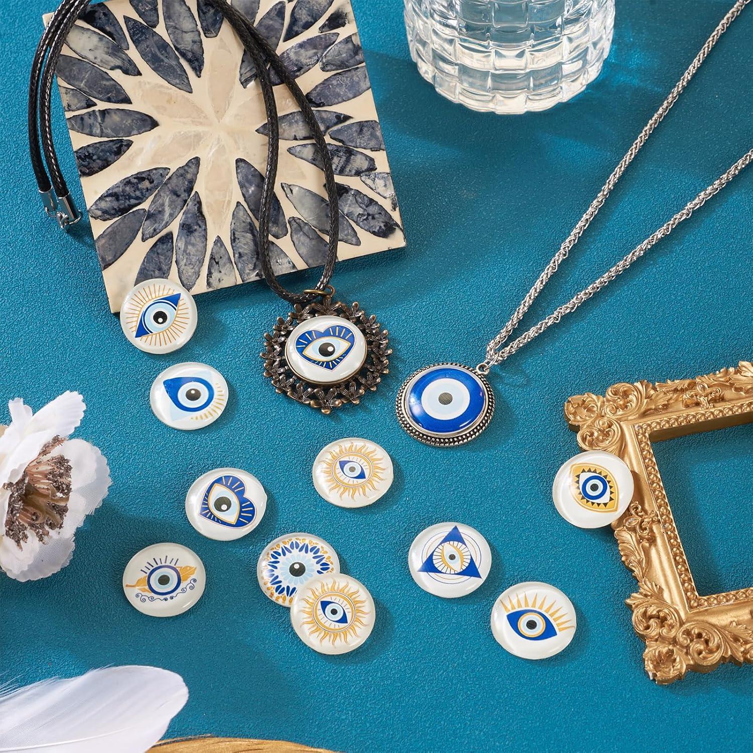 20 Piezas Cabochones de Vidrio Ojo Maligno Crafans 25mm