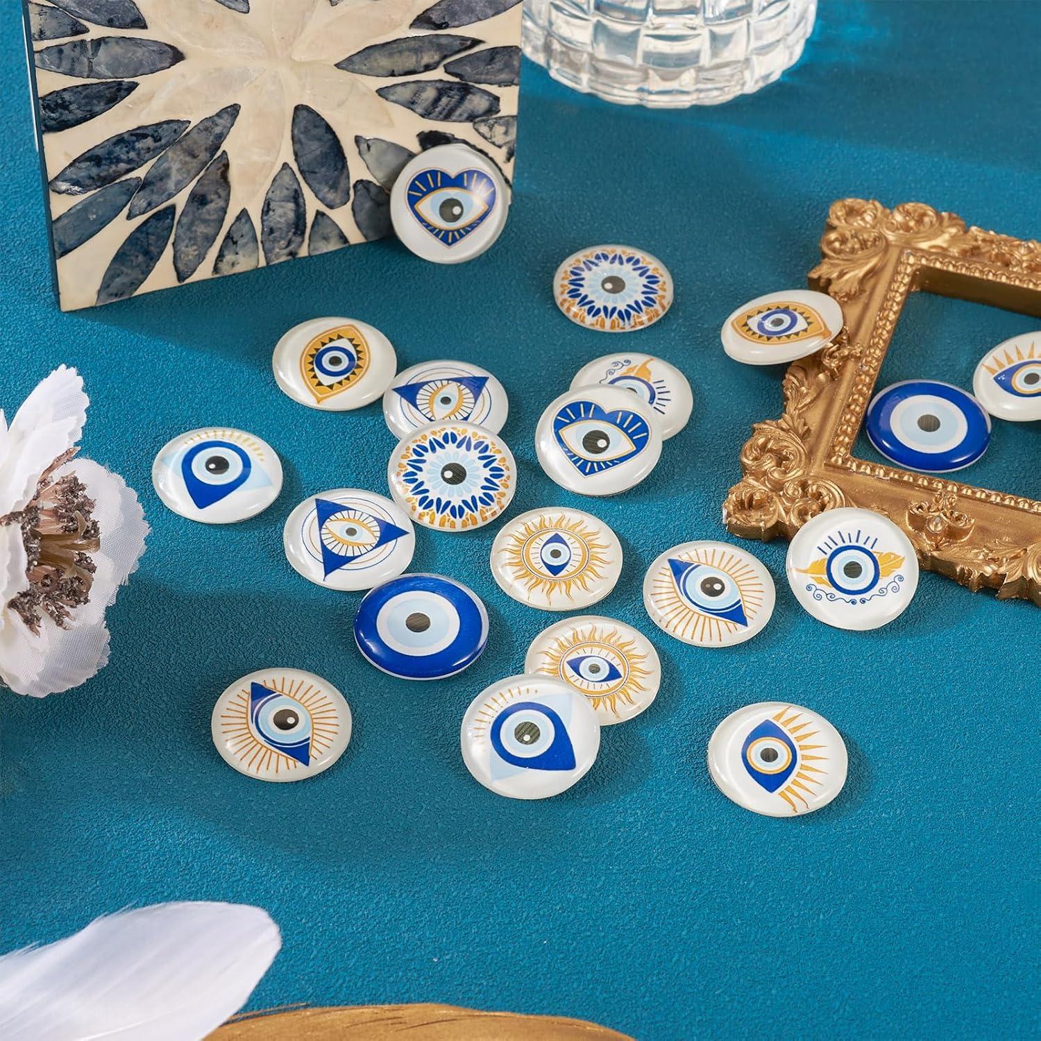 20 Piezas Cabochones de Vidrio Ojo Maligno Crafans 25mm