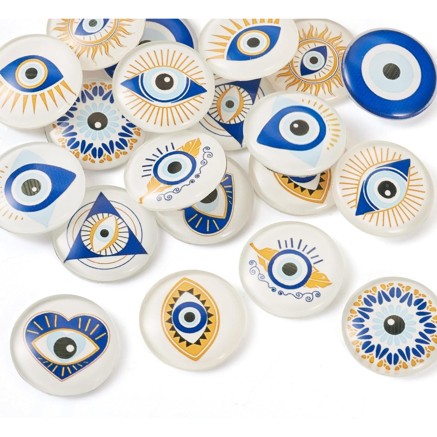 20 Piezas Cabochones de Vidrio Ojo Maligno Crafans 25mm