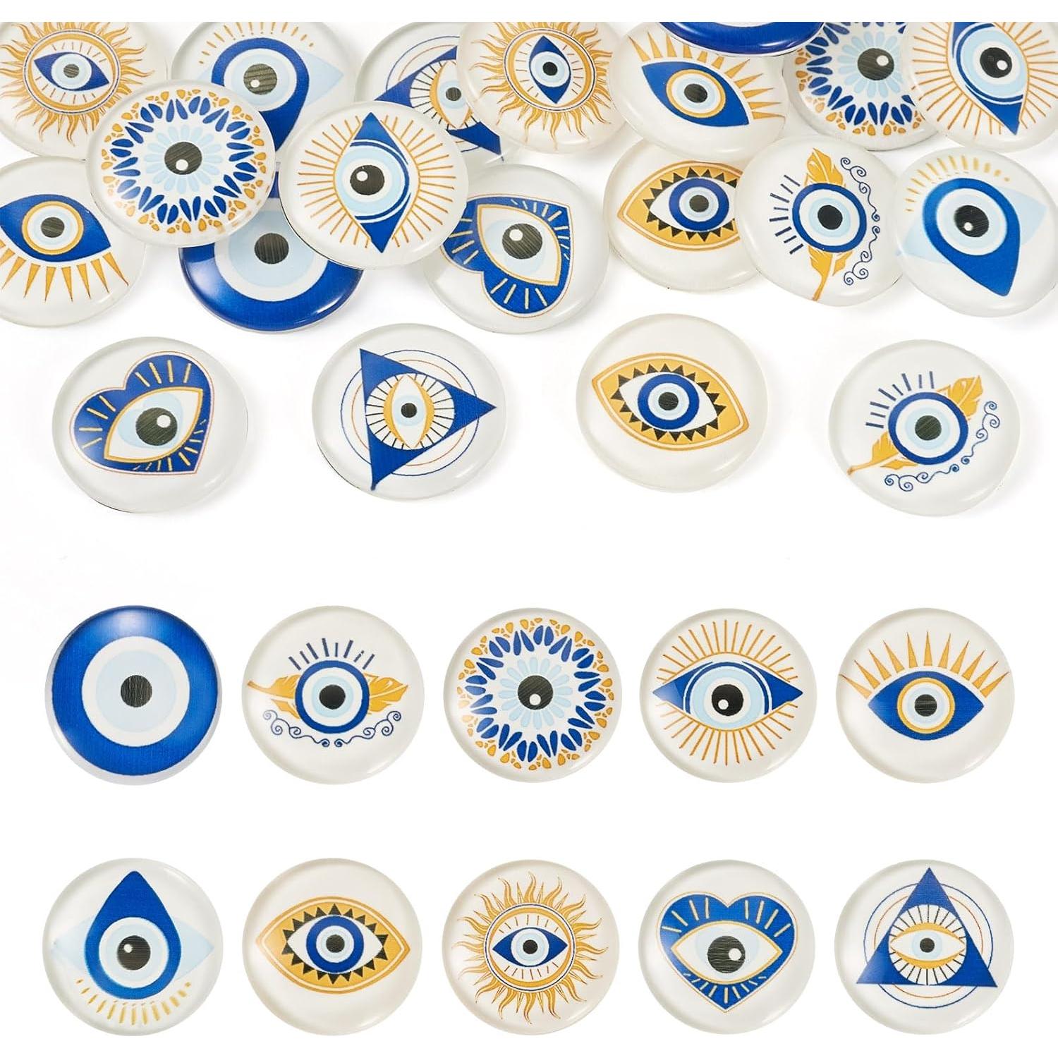 20 Piezas Cabochones de Vidrio Ojo Maligno Crafans 25mm