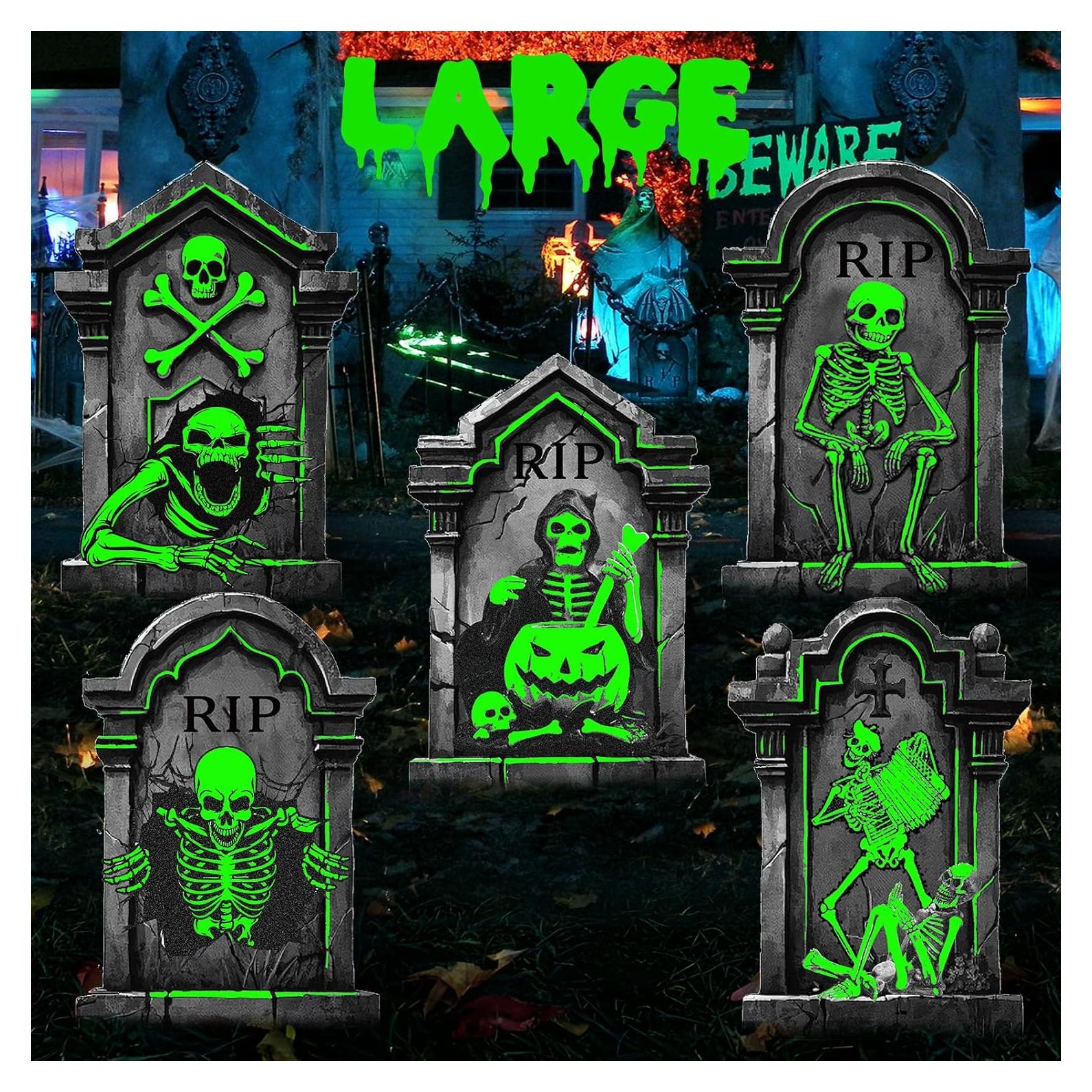 Decoraciones de Tumbas de Cementerio Halloween - 5 Piezas que Brillan