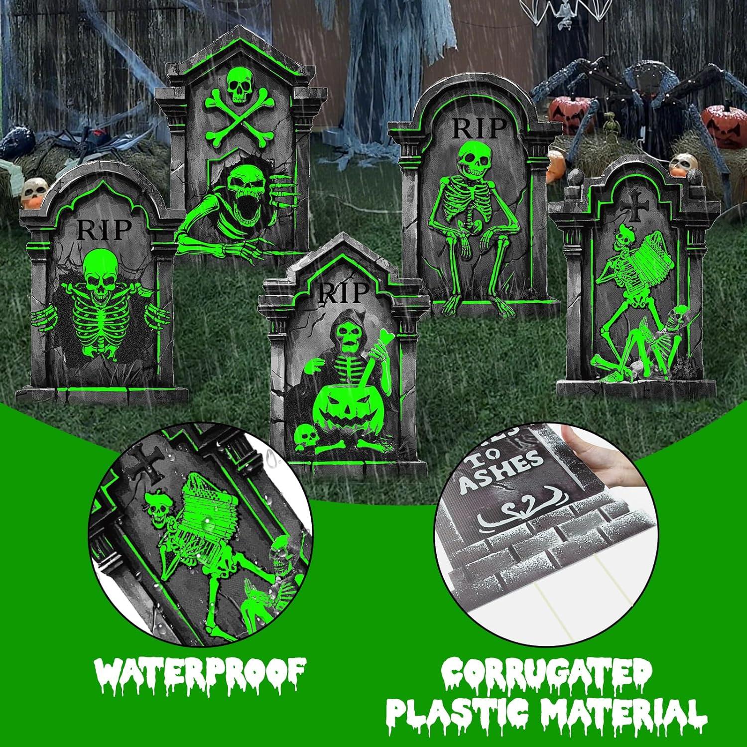 Decoraciones de Tumbas de Cementerio Halloween - 5 Piezas que Brillan