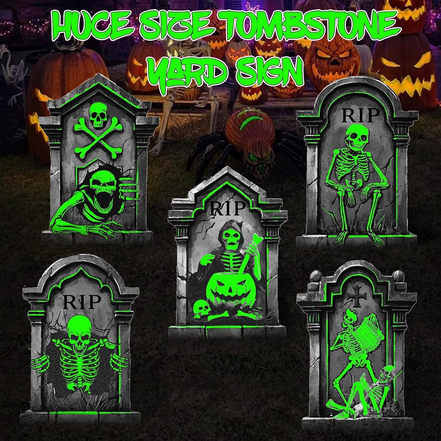 Decoraciones de Tumbas de Cementerio Halloween - 5 Piezas que Brillan