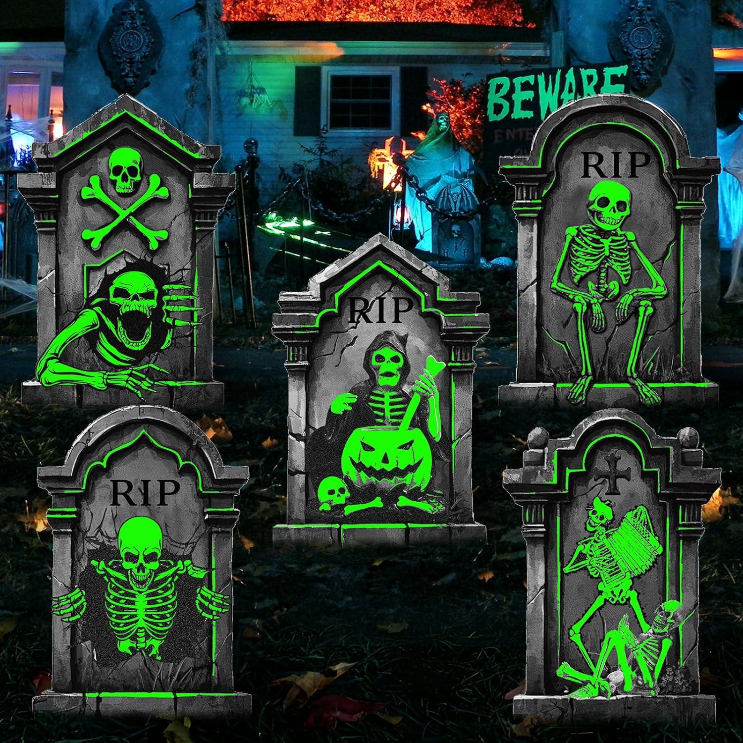 Decoraciones de Tumbas de Cementerio Halloween - 5 Piezas que Brillan
