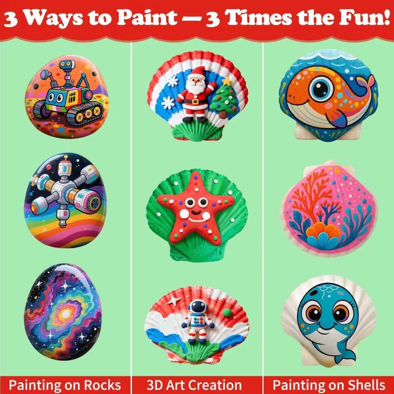 Kit de Pintura de Rocas y Conchas Awsoo - Brillan en la Oscuridad