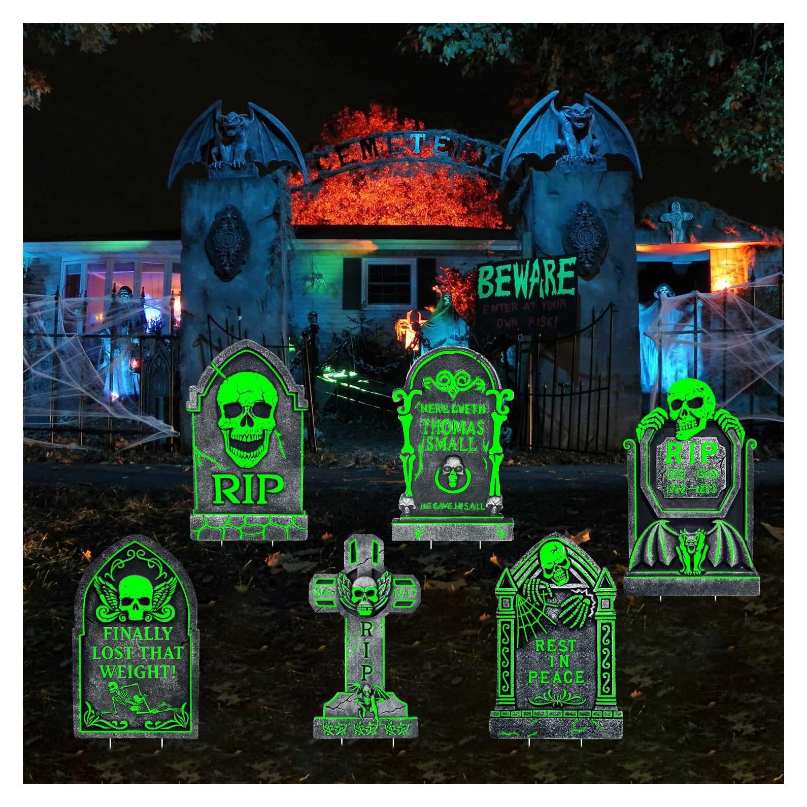 Lápidas Espeluznantes CiniQy para Halloween - Paquete de 6