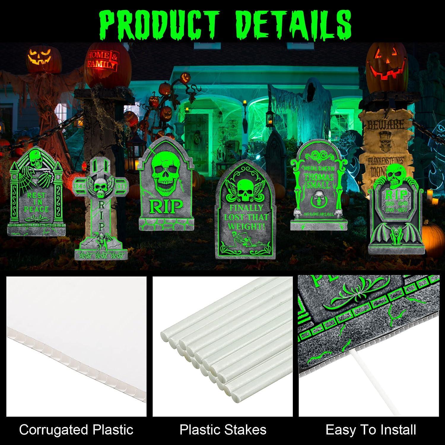 Lápidas Espeluznantes CiniQy para Halloween - Paquete de 6