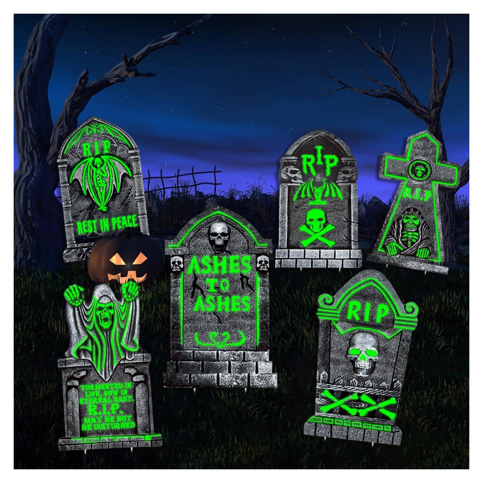 Decoraciones de Tumbas de Halloween CiniQy, Paquete de 6 Grandes