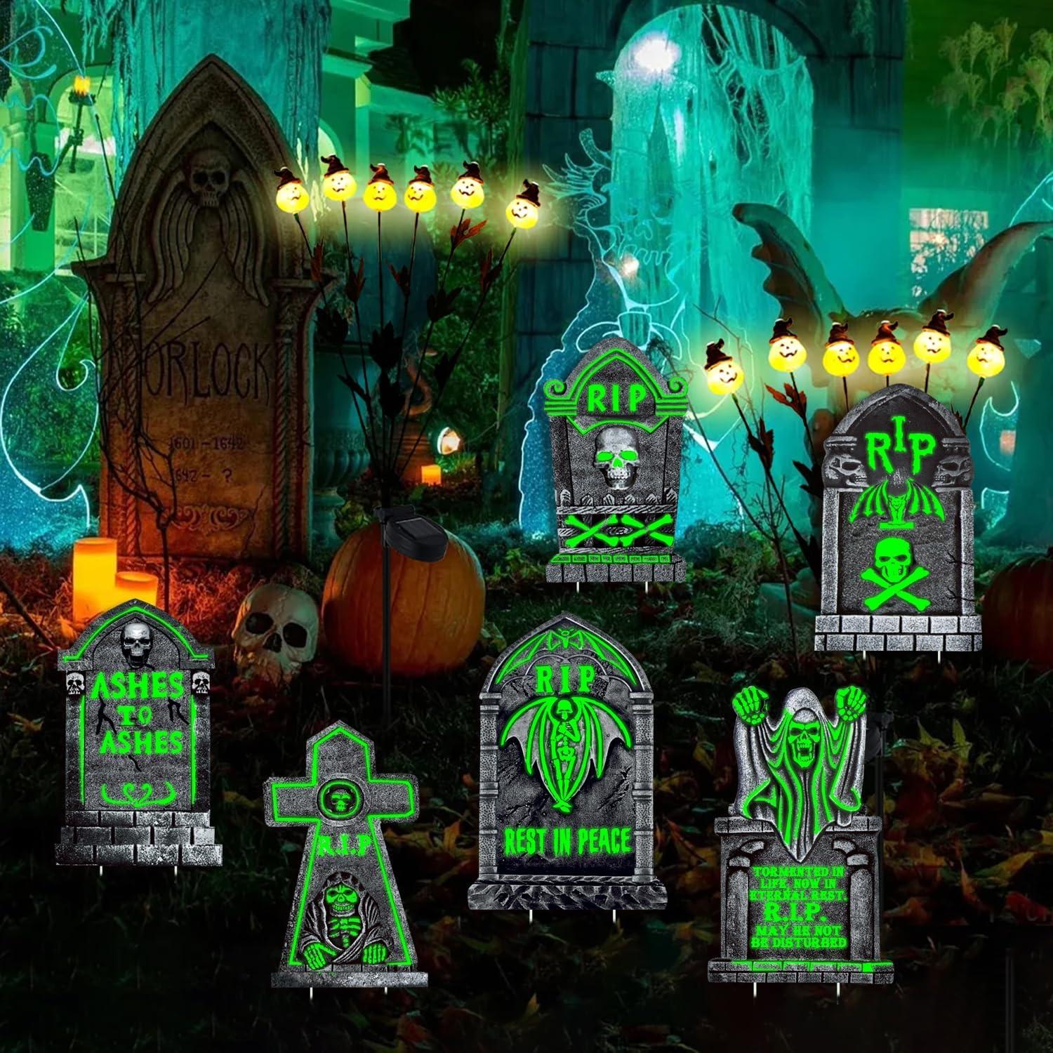 Decoraciones de Tumbas de Halloween CiniQy, Paquete de 6 Grandes