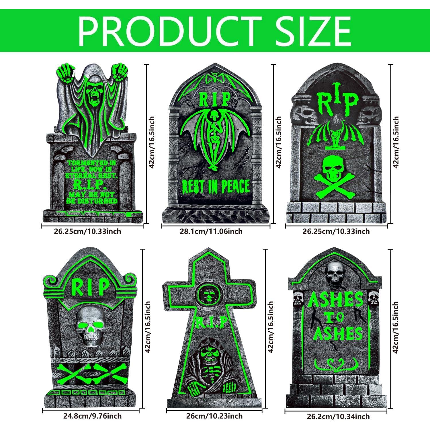 Decoraciones de Tumbas de Halloween CiniQy, Paquete de 6 Grandes