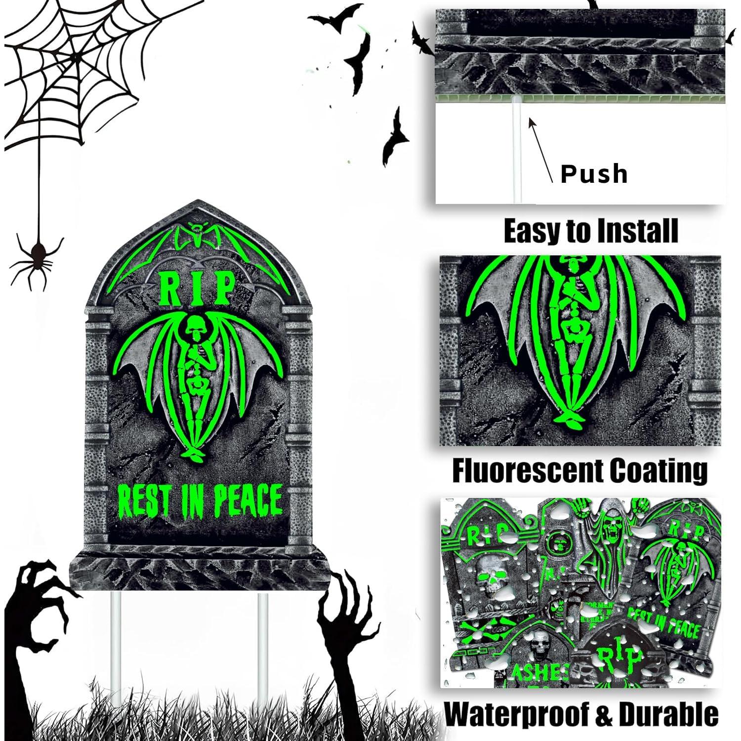 Decoraciones de Tumbas de Halloween CiniQy, Paquete de 6 Grandes