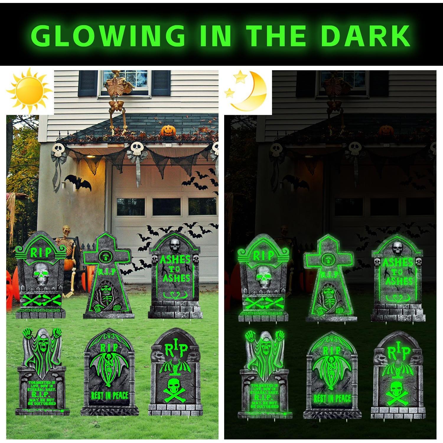 Decoraciones de Tumbas de Halloween CiniQy, Paquete de 6 Grandes