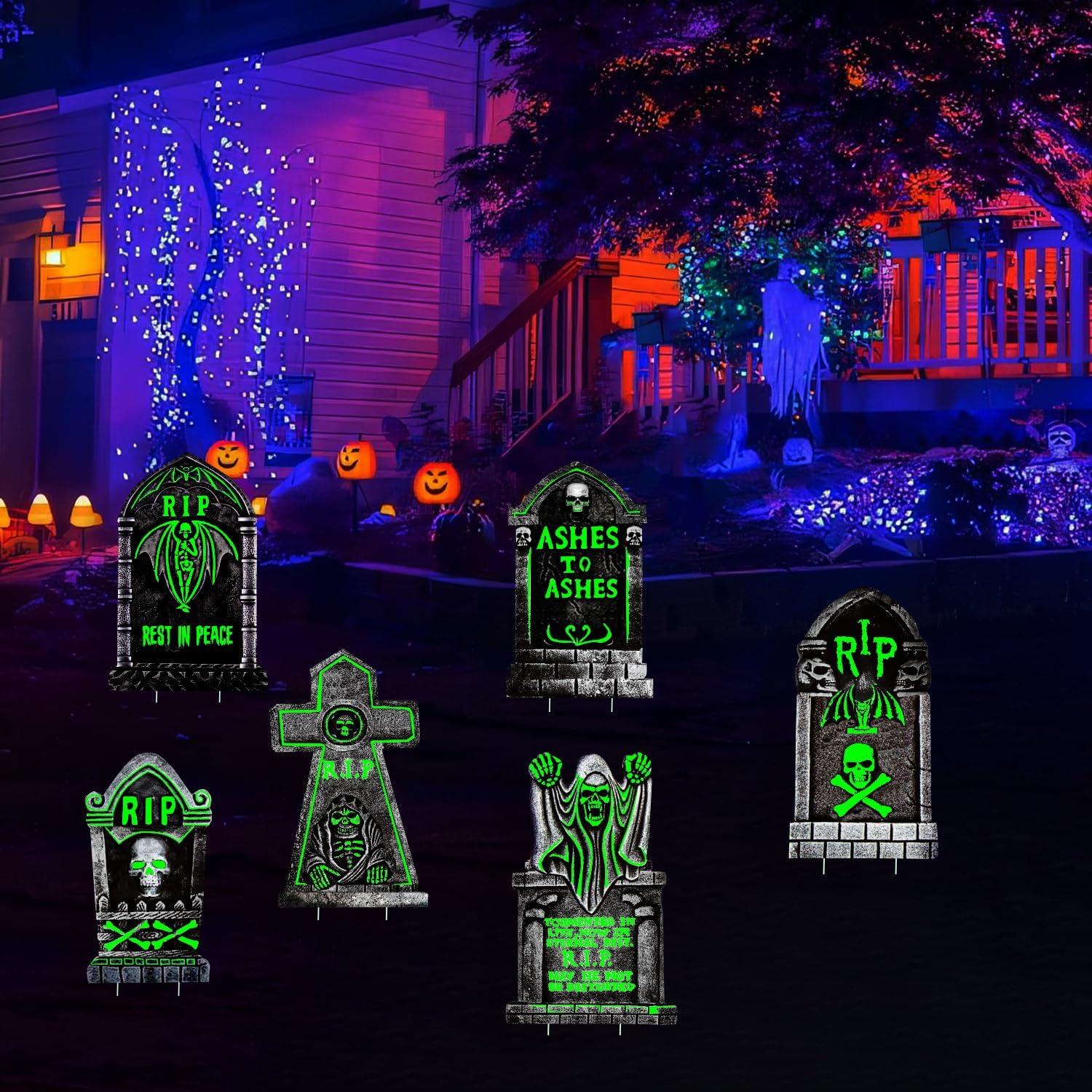 Decoraciones de Tumbas de Halloween CiniQy, Paquete de 6 Grandes