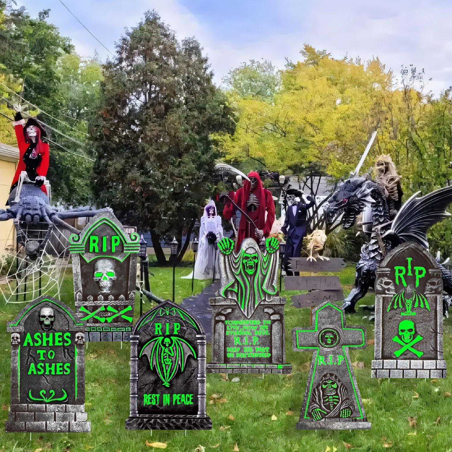 Decoraciones de Tumbas de Halloween CiniQy, Paquete de 6 Grandes