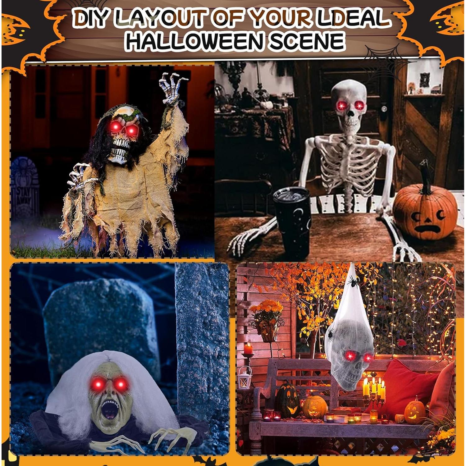 Paquete de 4 Ojos LED Brillantes Rojo LCHUANG para Halloween