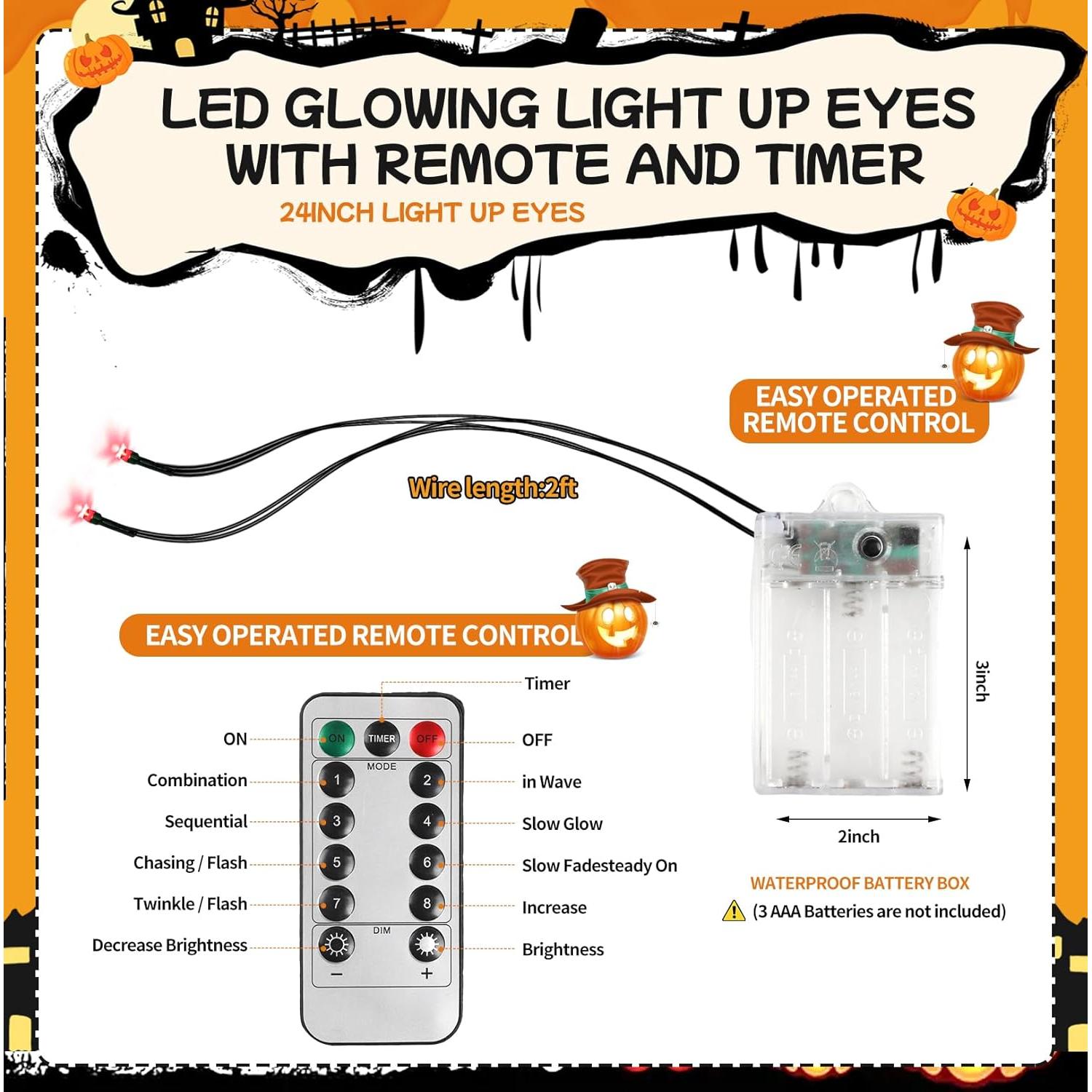 Paquete de 4 Ojos LED Brillantes Rojo LCHUANG para Halloween