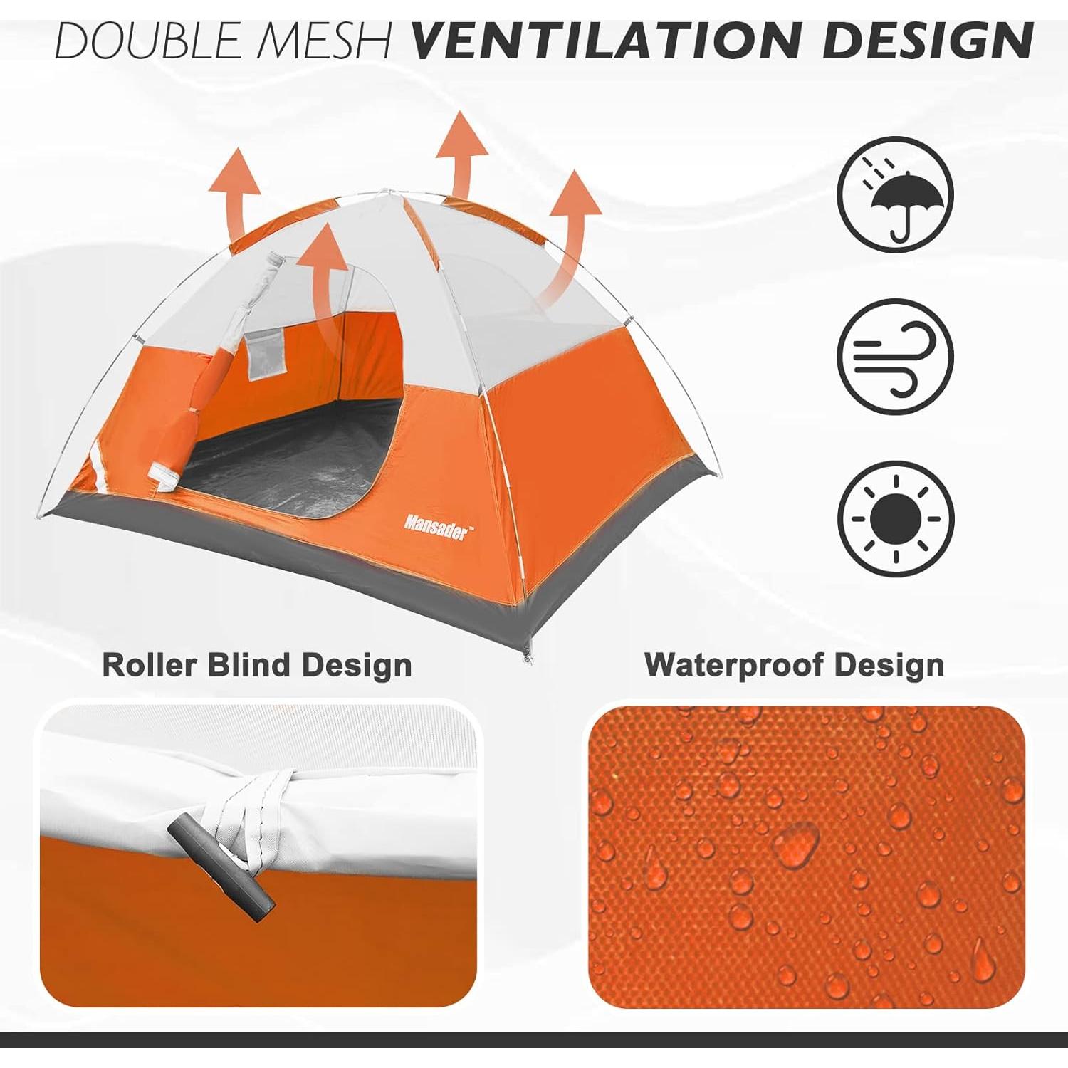 Tienda de Camping Mansader para 2-3 Personas Impermeable