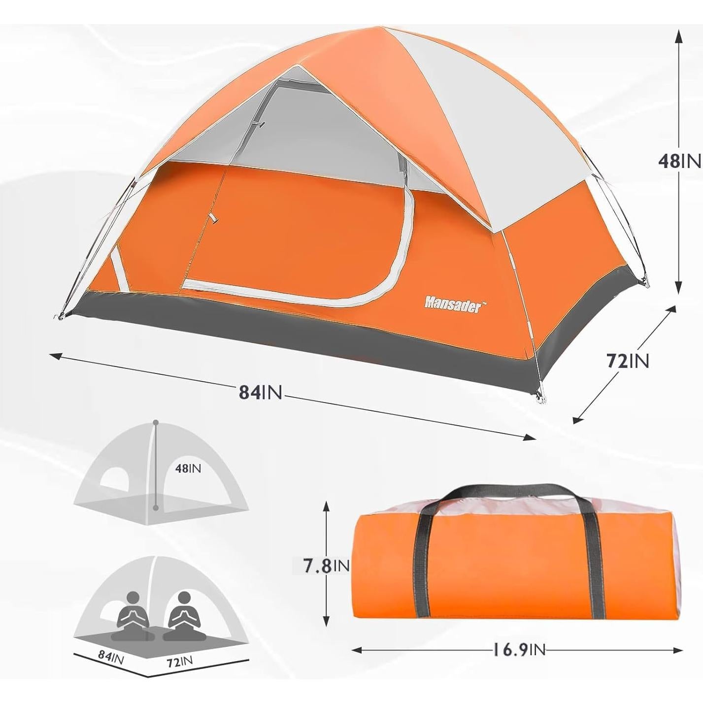 Tienda de Camping Mansader para 2-3 Personas Impermeable