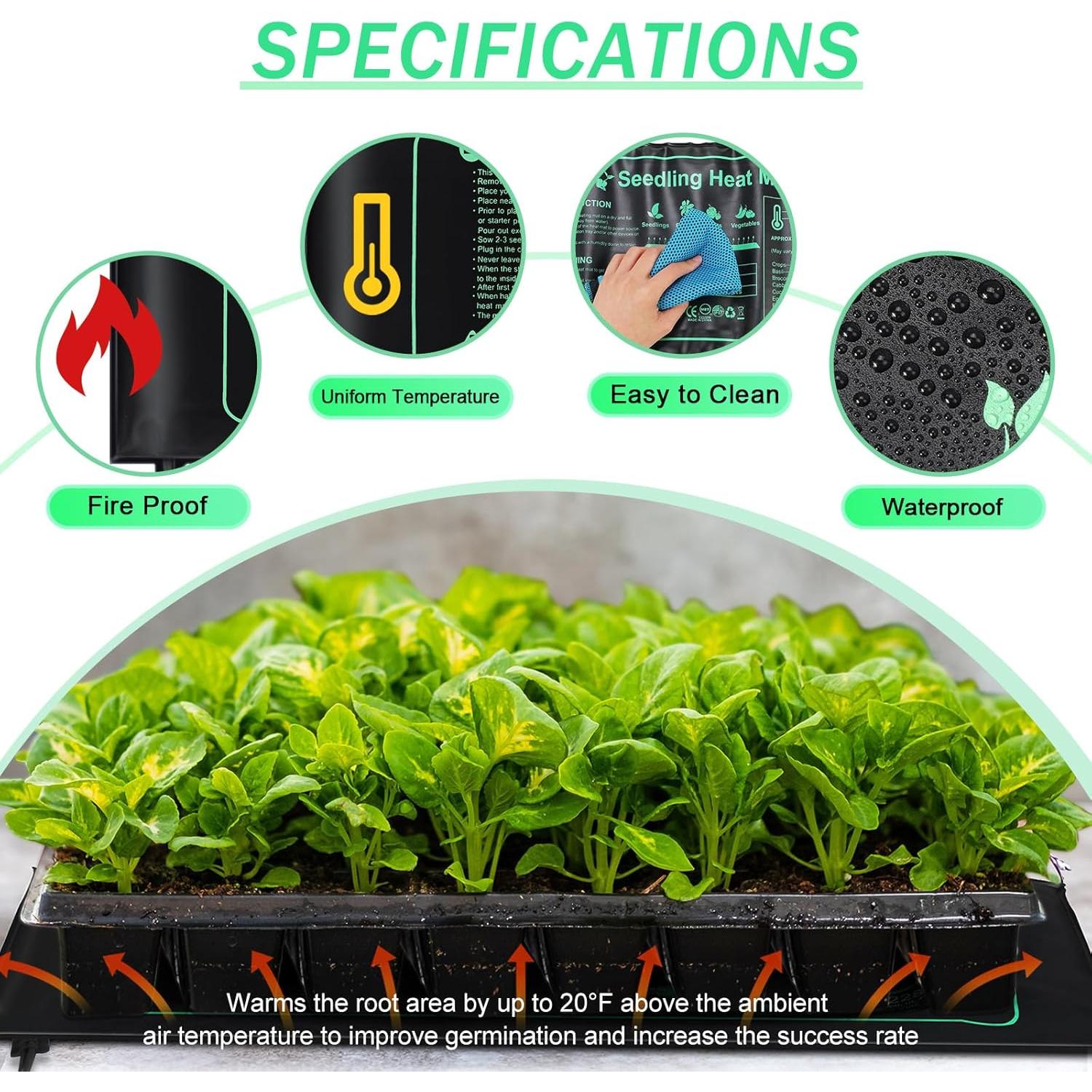 8 Almohadillas Térmicas para Plántulas ROCEEI 25.4x52.7 cm