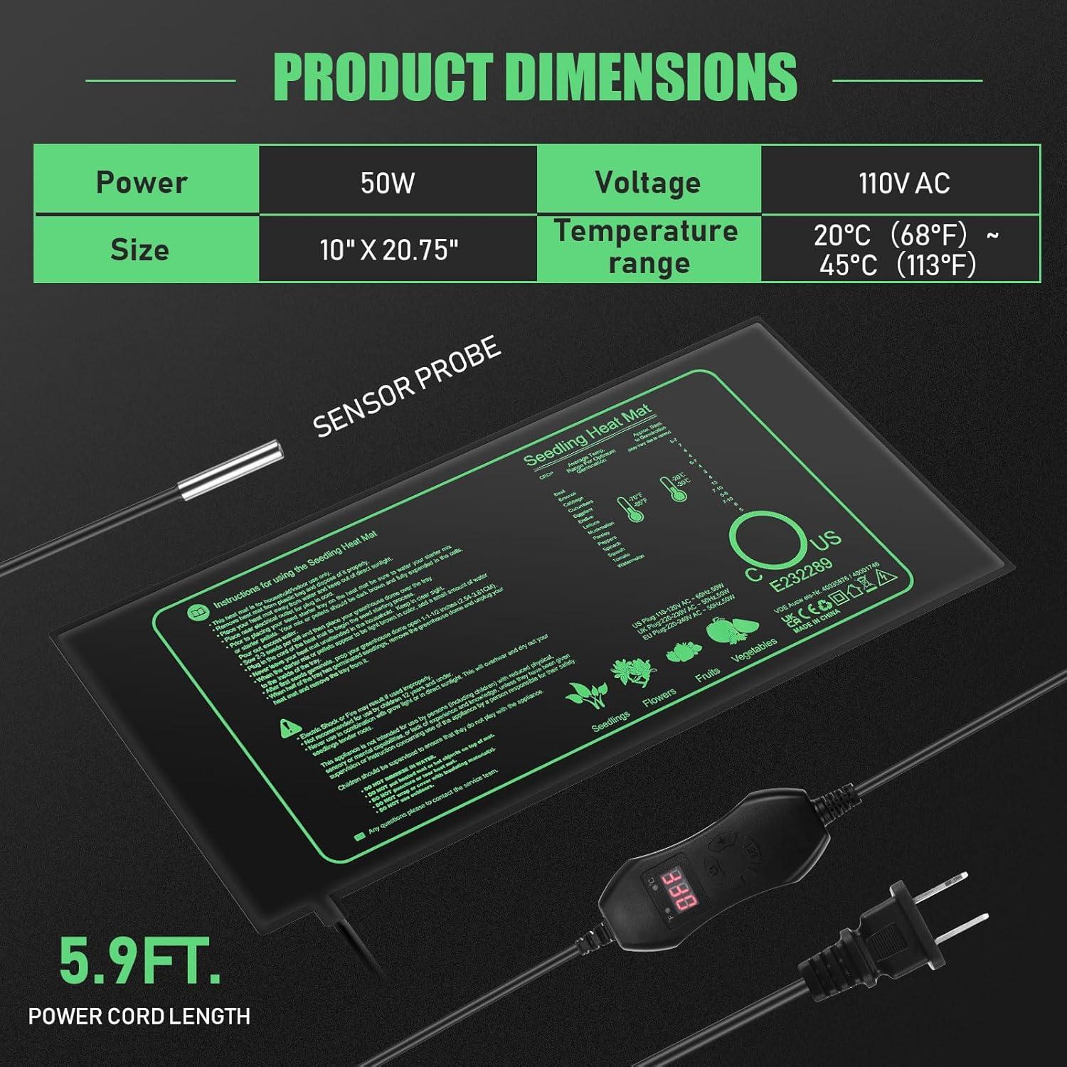 Almohadilla Térmica ROCEEI para Plántulas 2 Unidades 25.4x52.7cm