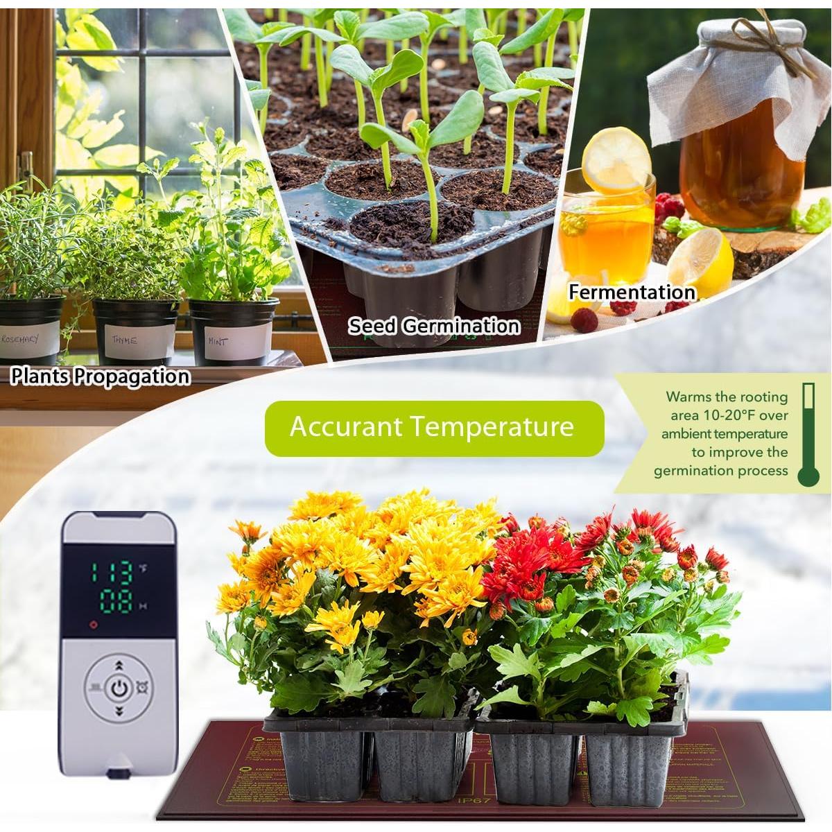 Alfombrilla Térmica para Plantas HEATIDEAS 25.4x52.7cm con Termostato