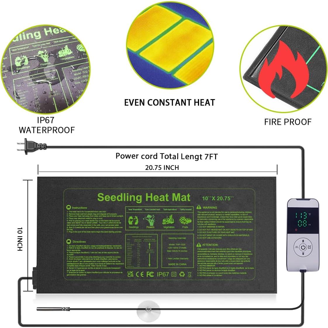 Alfombrilla Térmica para Plantas HEATIDEAS 25.4x52.7cm con Termostato