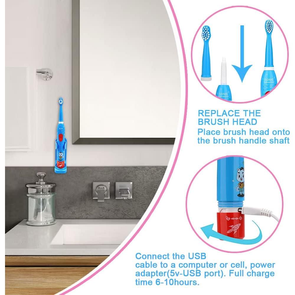 Cepillo de Dientes Eléctrico Sonic OJV 8630 para Niños Azul